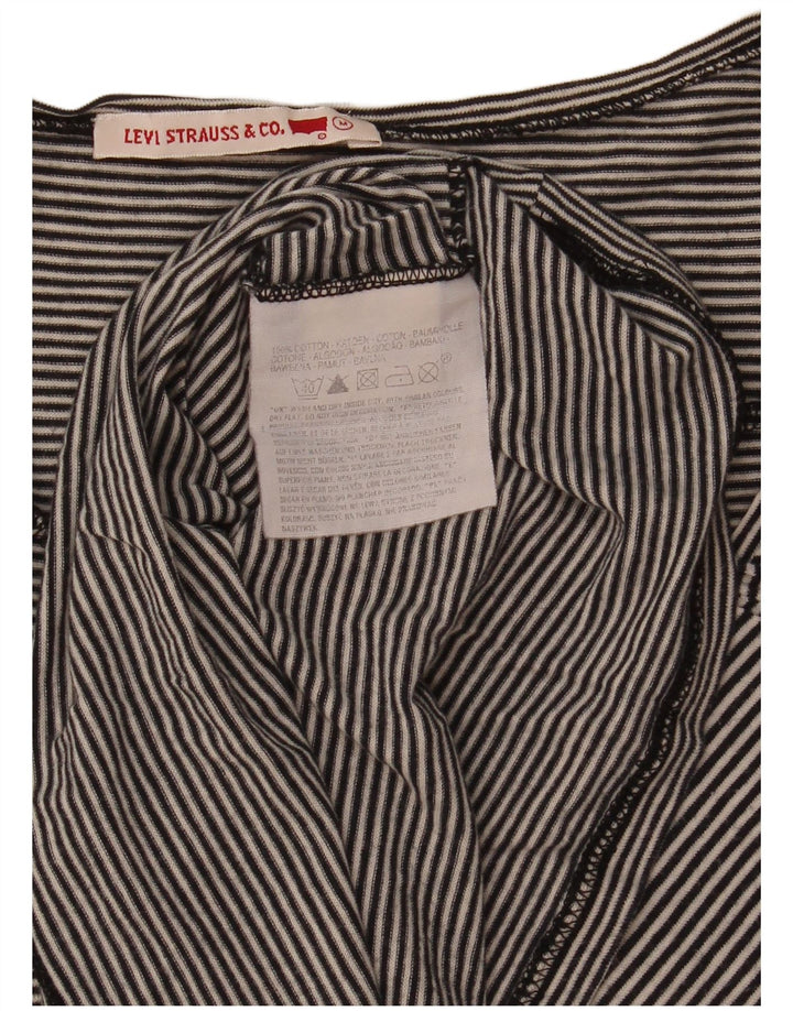 Γυναικείο τοπ Levi's μακρυμάνικο UK 14 μεσαίο μαύρο ριγέ βαμβακερό