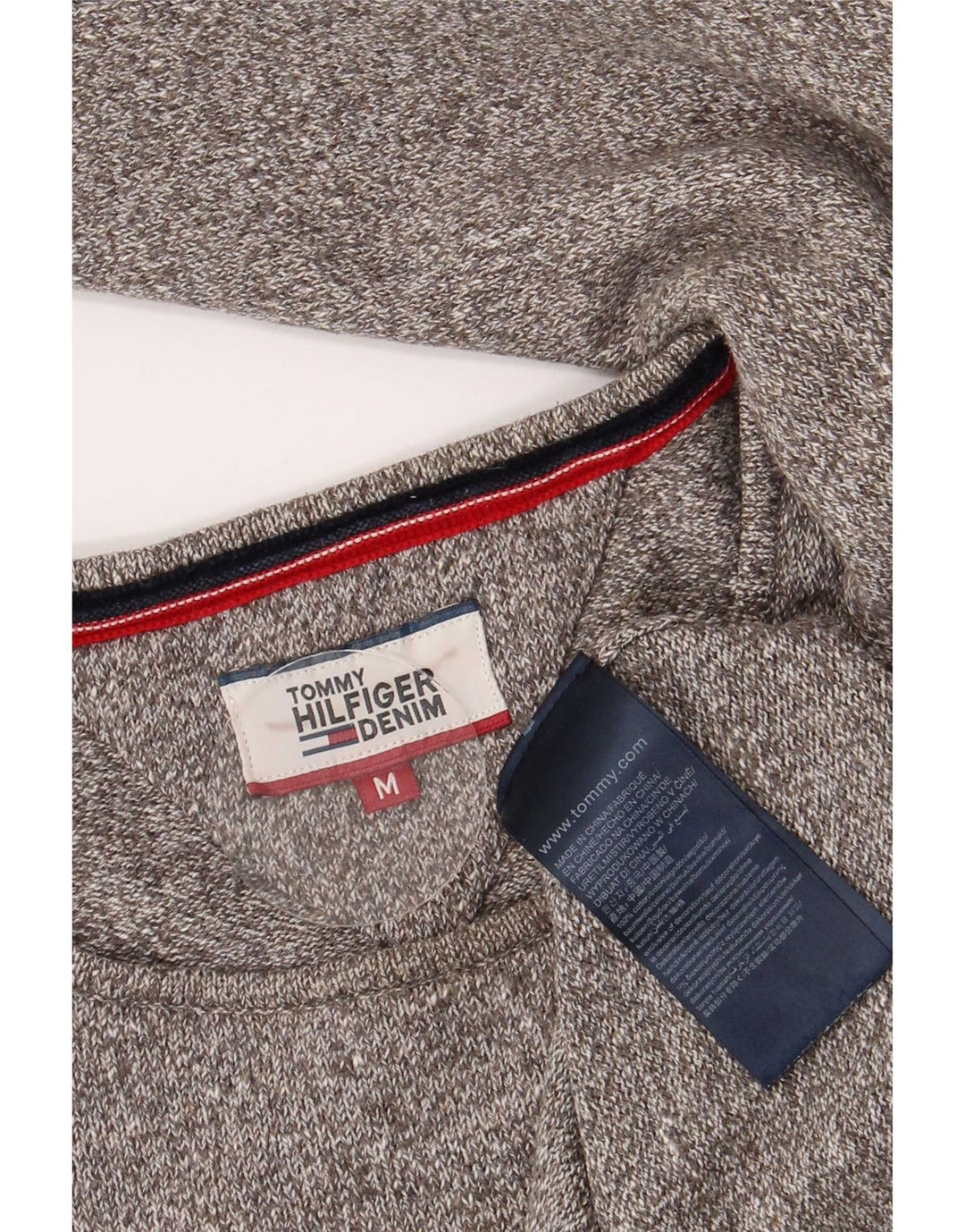 Tommy Hilfiger Ανδρικό πουλόβερ με λαιμόκοψη μεσαίου γκρι βαμβακερό