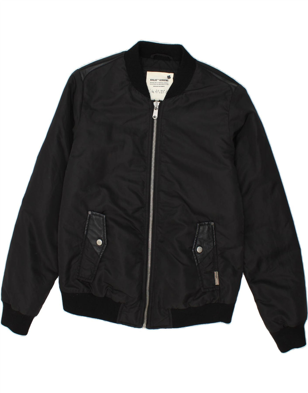 KHUJO Womens Bomber Jacket UK 16 Large Black Nylon Vintage KHUJO and Second-Hand KHUJO from Messina Hembry 
