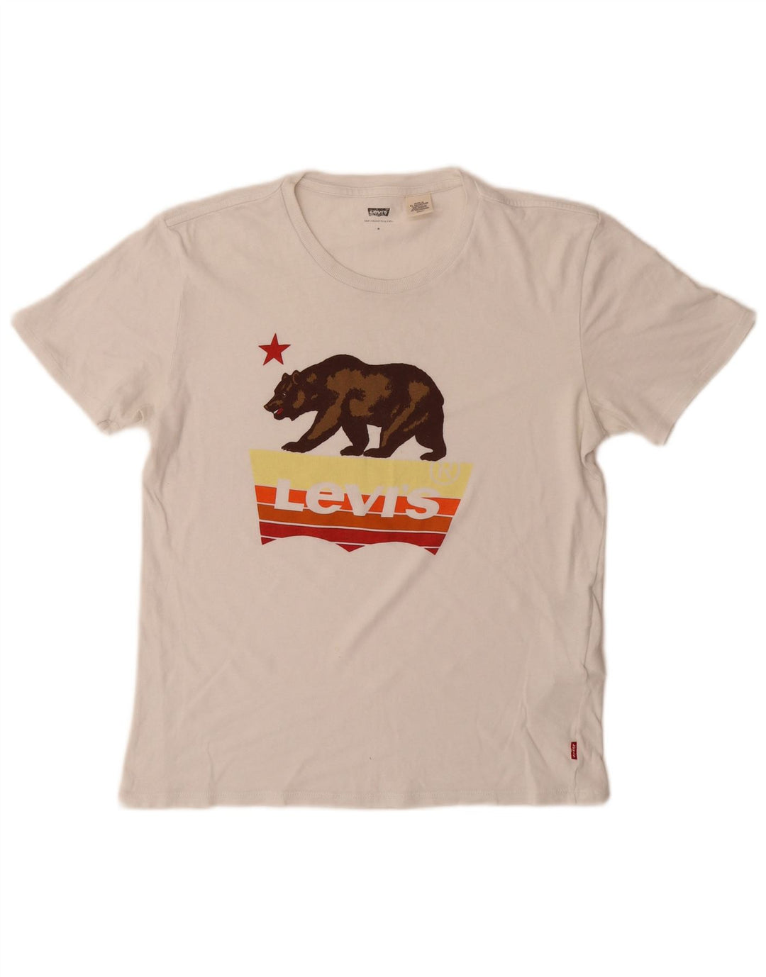 Γυναικείο γραφικό μπλουζάκι LEVI'S Top UK 10 μικρό λευκό βαμβακερό