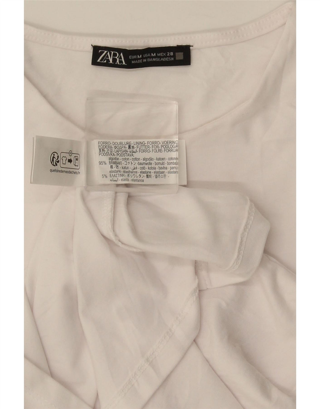 Zara Γυναικείο τοπ μακρυμάνικο UK 12 μεσαίο λευκό βαμβακερό