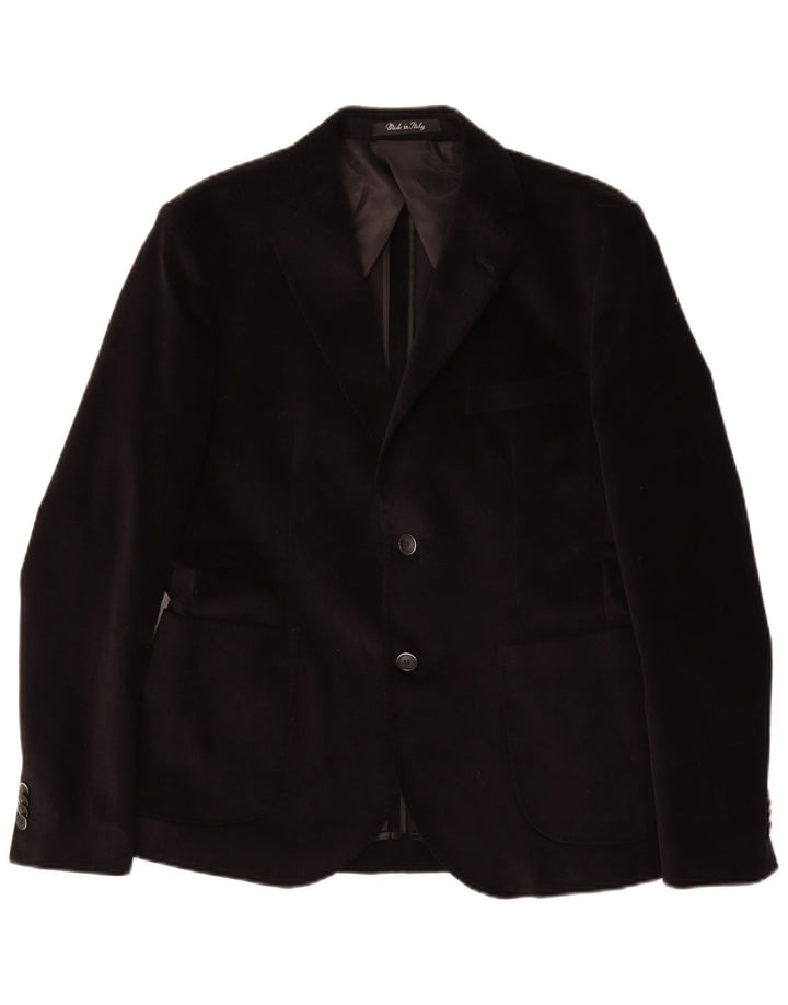 VINTAGE Ανδρικό τζάκετ Blazer 2 κουμπιών IT 50 μεγάλο μαύρο βαμβακερό