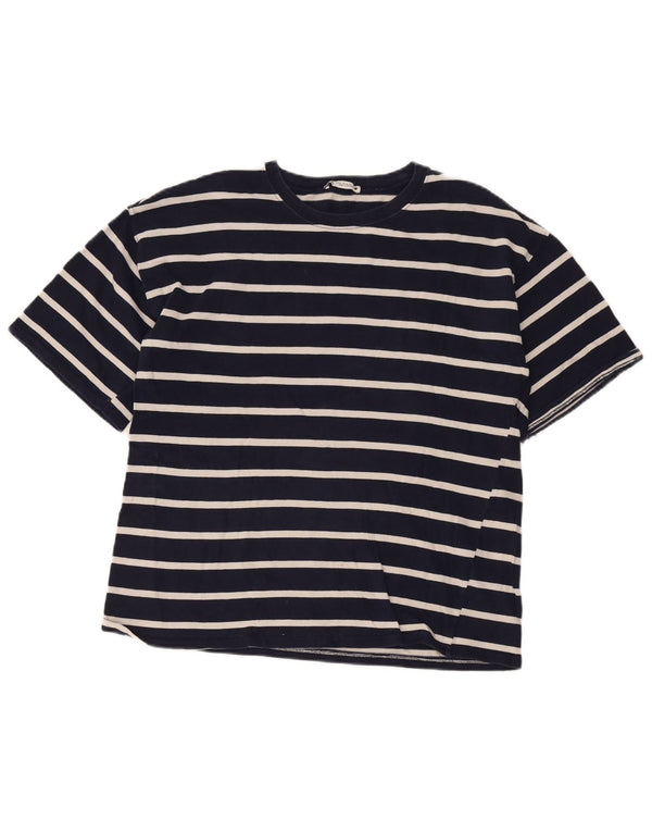 Zara Γυναικείο T-Shirt Top UK 18 XL Navy Blue ριγέ βαμβακερό