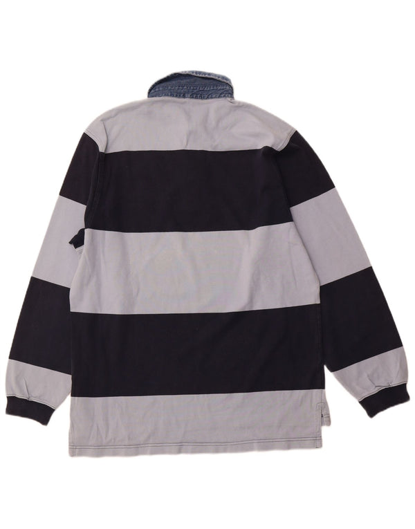 Ανδρικό μακρυμάνικο μπλουζάκι ράγκμπι πόλο GANT Βαμβακερό μεσαίο ναυτικό μπλε ριγέ