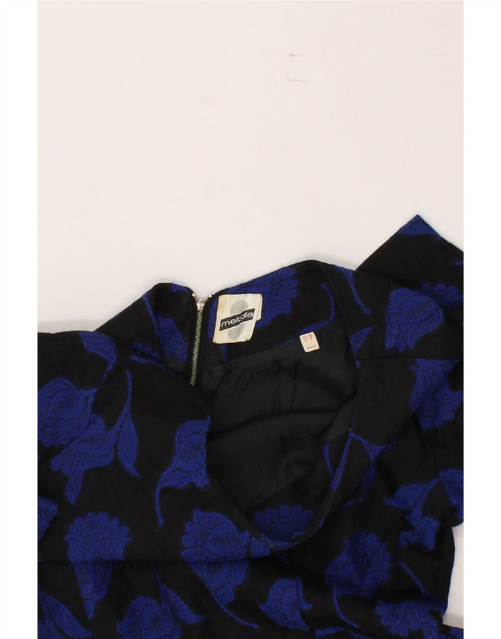 VINTAGE Womens A-Line Dress IT 40 Small Black Floral Vintage Vintage and Second-Hand Vintage from Messina Hembry 