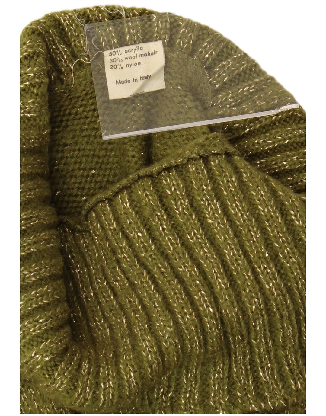 VINTAGE Γυναικείο πουλόβερ με ρολό λαιμόκοψη UK 16 Ακρυλικό με μεγάλες πράσινες ίνες