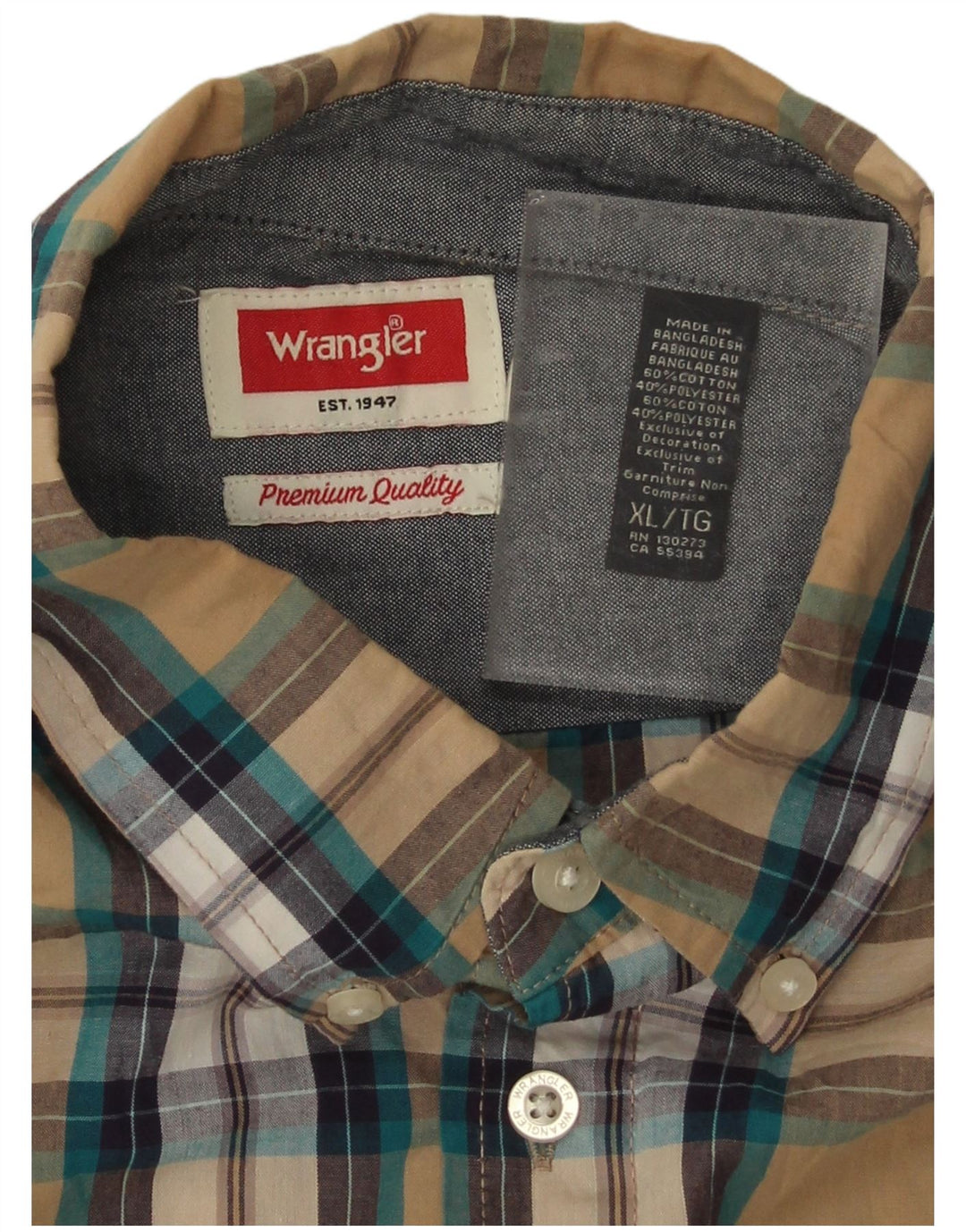 Ανδρικό κοντομάνικο πουκάμισο Wrangler XL Beige βαμβακερό