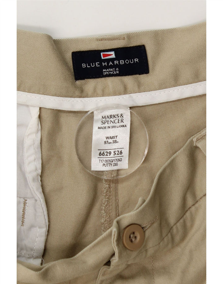 MARKS & SPENCER Ανδρικό σορτς Μπλε Harbour Cargo W38 XL Μπεζ βαμβακερό