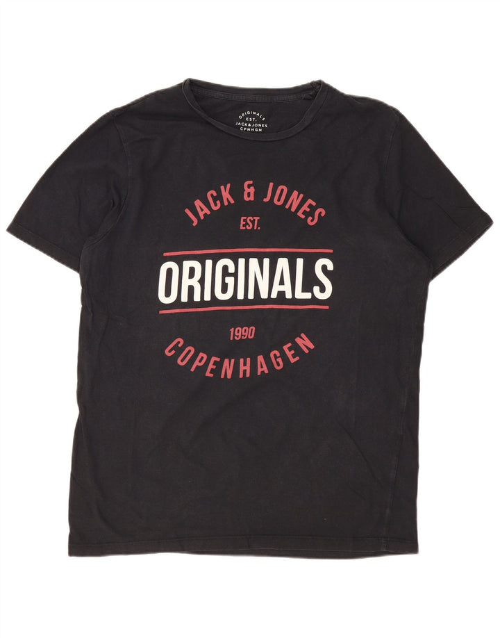 JACK & JONES Γραφικό T-Shirt Ανδρικό Πρωτότυπο XL Μαύρο βαμβακερό