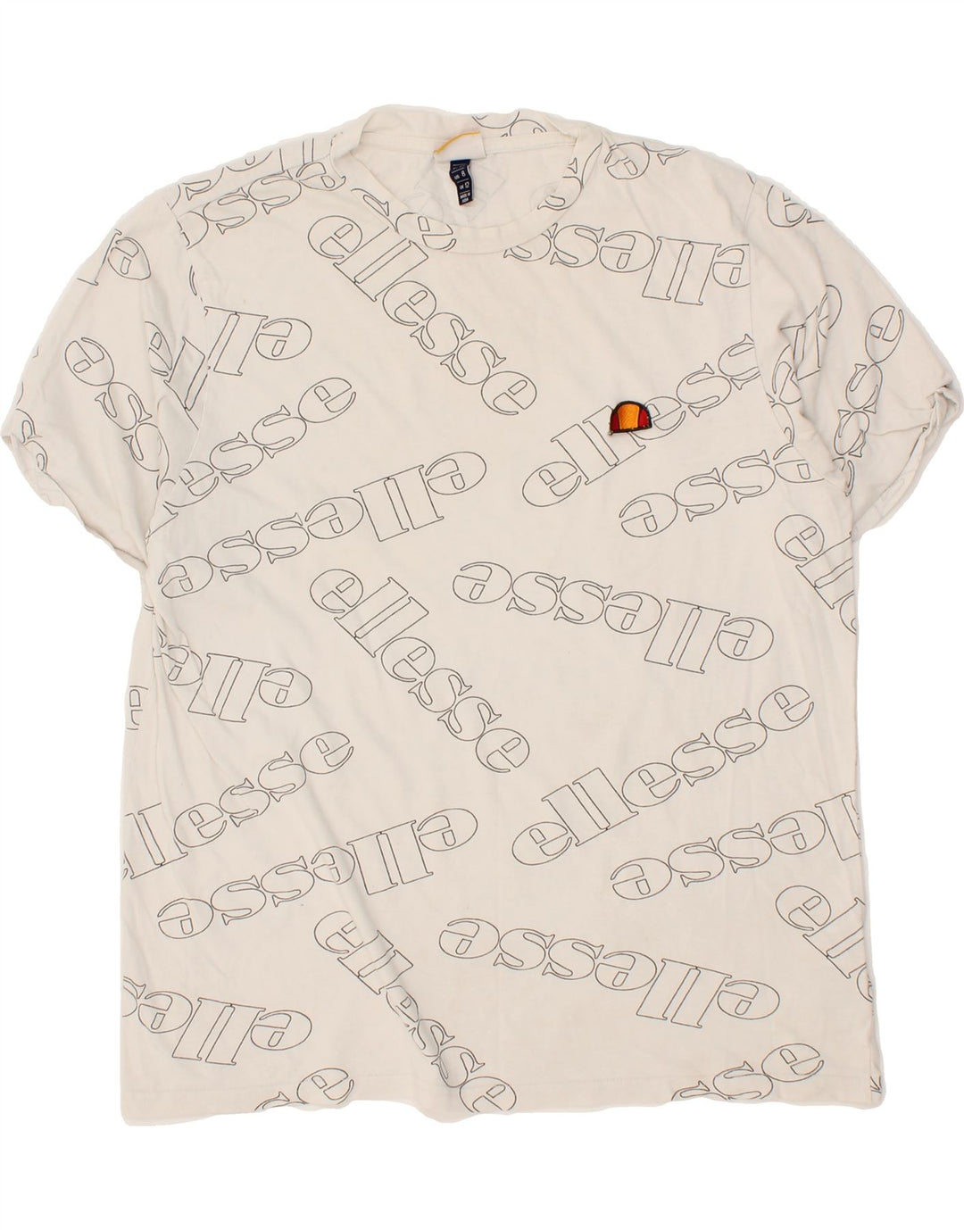 ELLESSE Womens Graphic T-Shirt Top UK 12 Medium  White Cotton Vintage Ellesse and Second-Hand Ellesse from Messina Hembry 