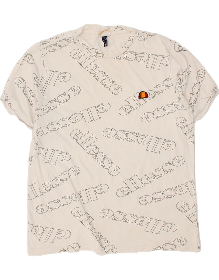 ELLESSE Womens Graphic T-Shirt Top UK 12 Medium  White Cotton Vintage Ellesse and Second-Hand Ellesse from Messina Hembry 