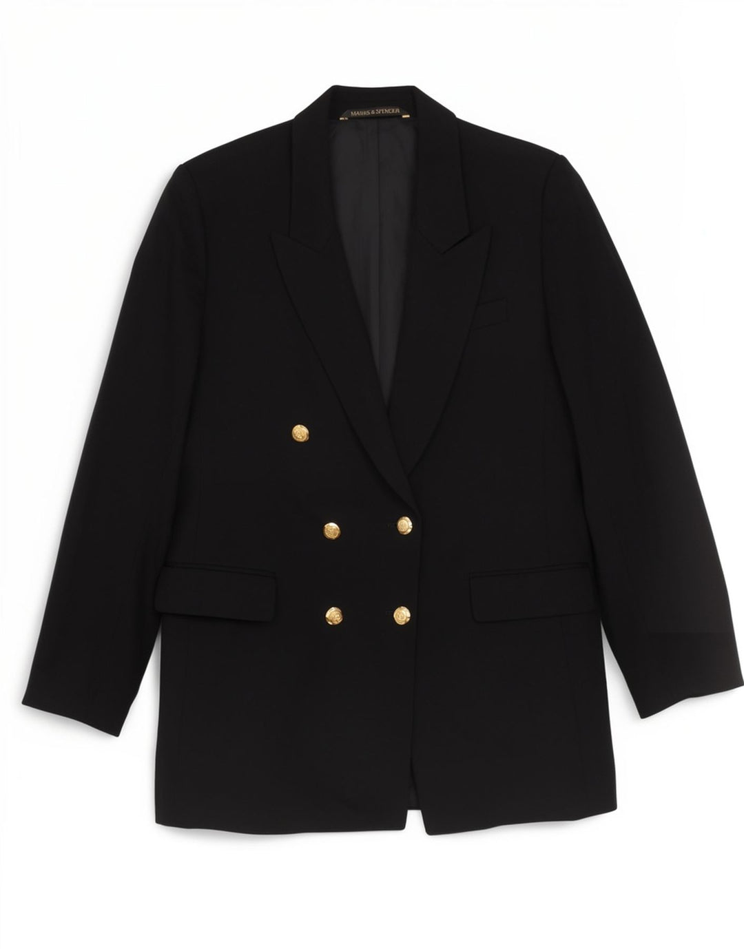 Marks & Spencer Γυναικείο μπουφάν Blazer με διπλό στήθος 14 Μαύρο νέο μαλλί