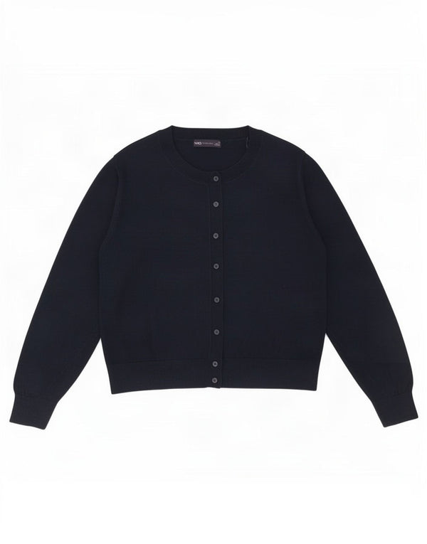 Marks & Spencer Γυναικείο πουλόβερ Crop Cardigan UK 22 3XL Navy Blue Cotton