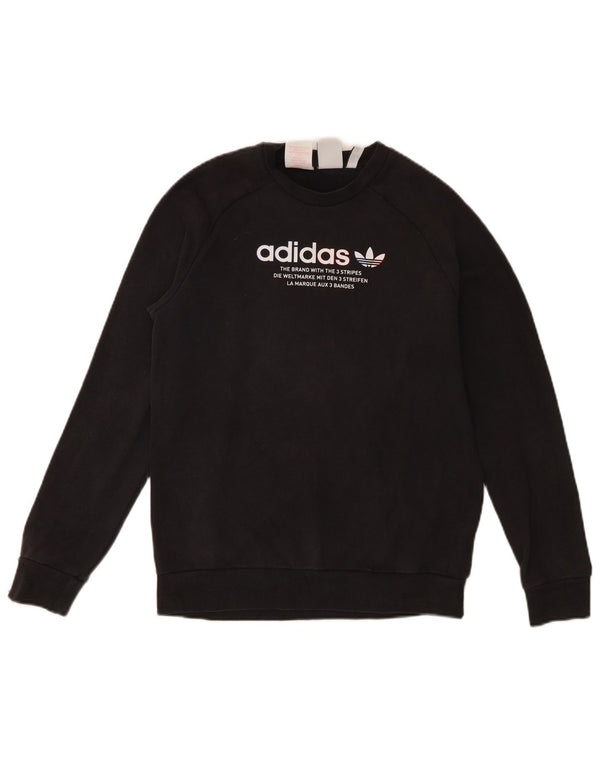 Γραφικό Φούτερ Adidas Boys Jumper 13-14 ετών Μαύρο βαμβακερό