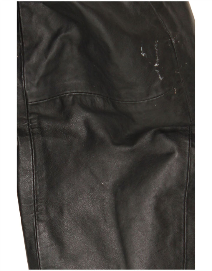 Vintage Γυναικείο Δερμάτινο Παλτό με Κουκούλα IT 44 Medium Black Leather