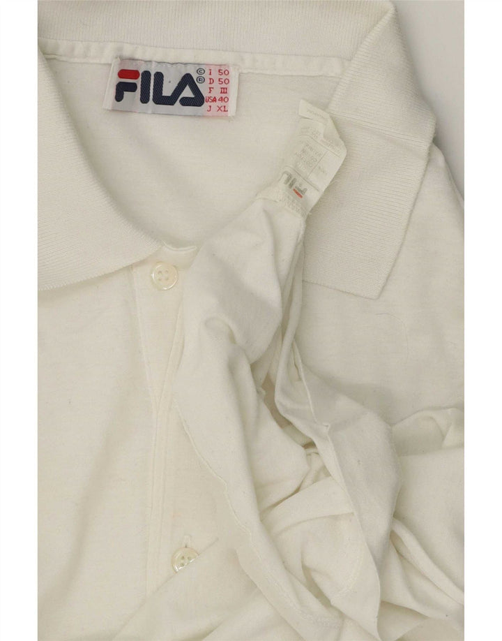 Ανδρικό γραφικό πόλο μπλουζάκι Fila IT 50, μεσαίο λευκό, βαμβακερό