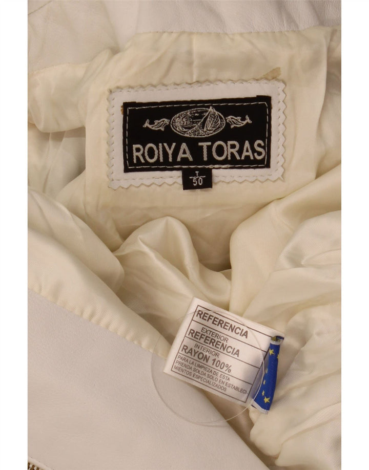 Vintage Γυναικείο Δερμάτινο Μπουφάν IT 50 XL Λευκό