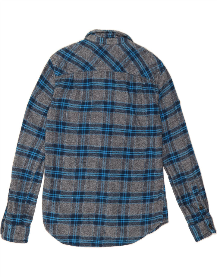 SUPERDRY Mens Flannel Shirt Small Blue Plaid Cotton Vintage Superdry and Second-Hand Superdry from Messina Hembry 