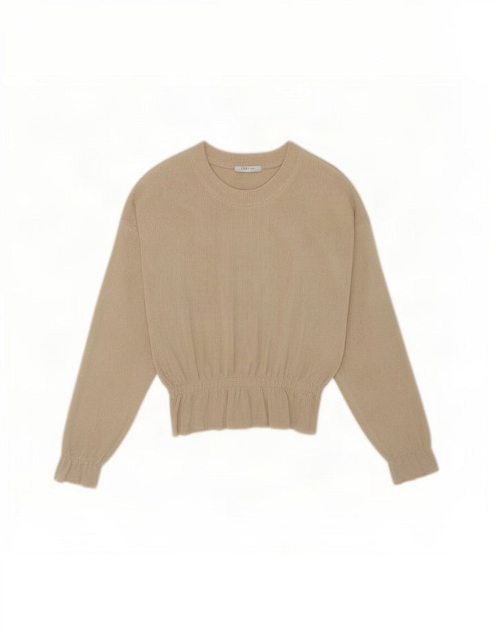 Zara Γυναικείο τοπ μακρυμάνικο UK 10 Small Beige Polyester