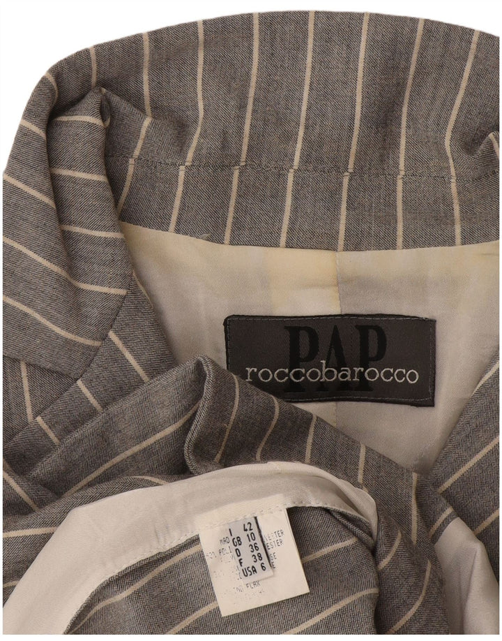 Roccobarocco Γυναικείο σακάκι με 4 κουμπιά σακάκι UK 10 Small Grey Pinstripe