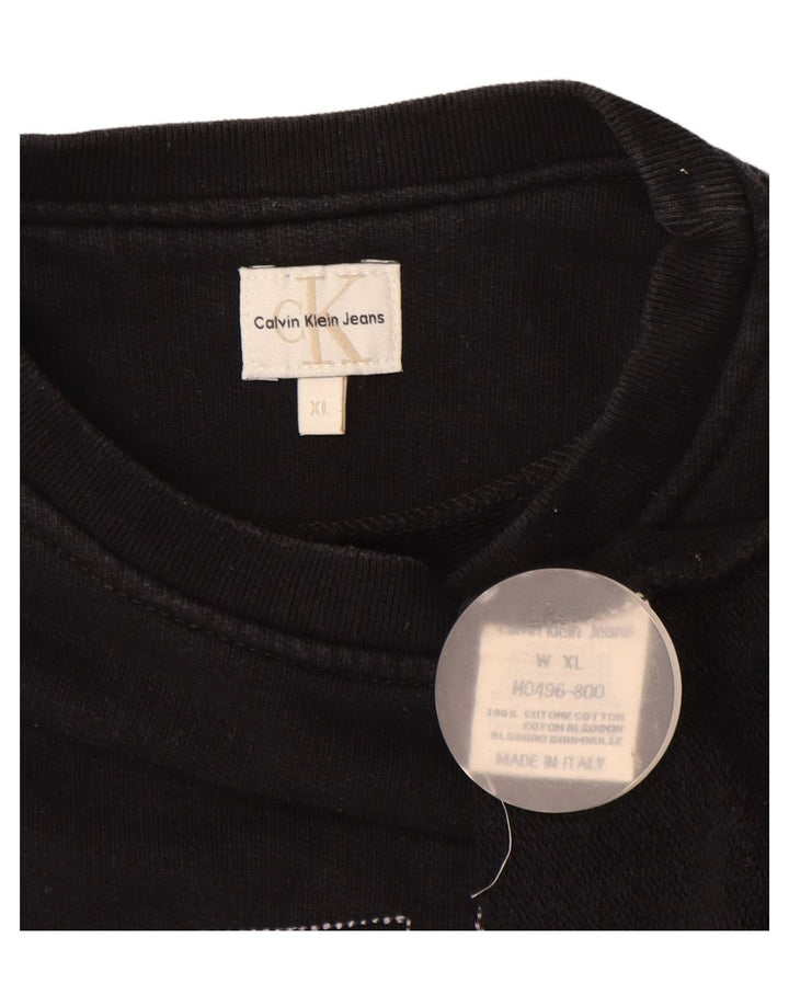 CALVIN KLEIN JEANS Ανδρικό γραφικό φούτερ Jumper XL Μαύρο