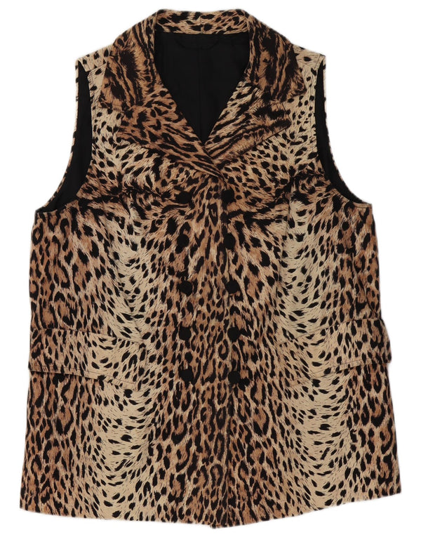 Vintage γυναικείο διπλό μπουφάν σακάκι UK 16 Large Brown Animal print