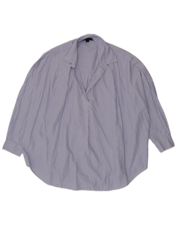 French Connection Womens Pullover Shirt UK 14 Medium Blue Pinstripe