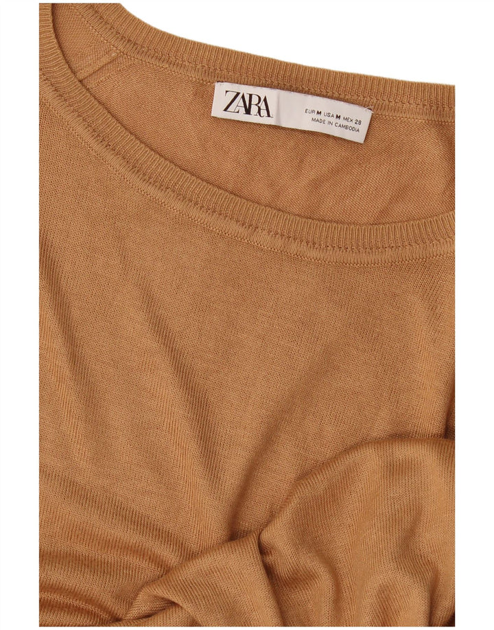Zara Γυναικείο πουλόβερ με λαιμόκοψη UK 14 Medium Beige