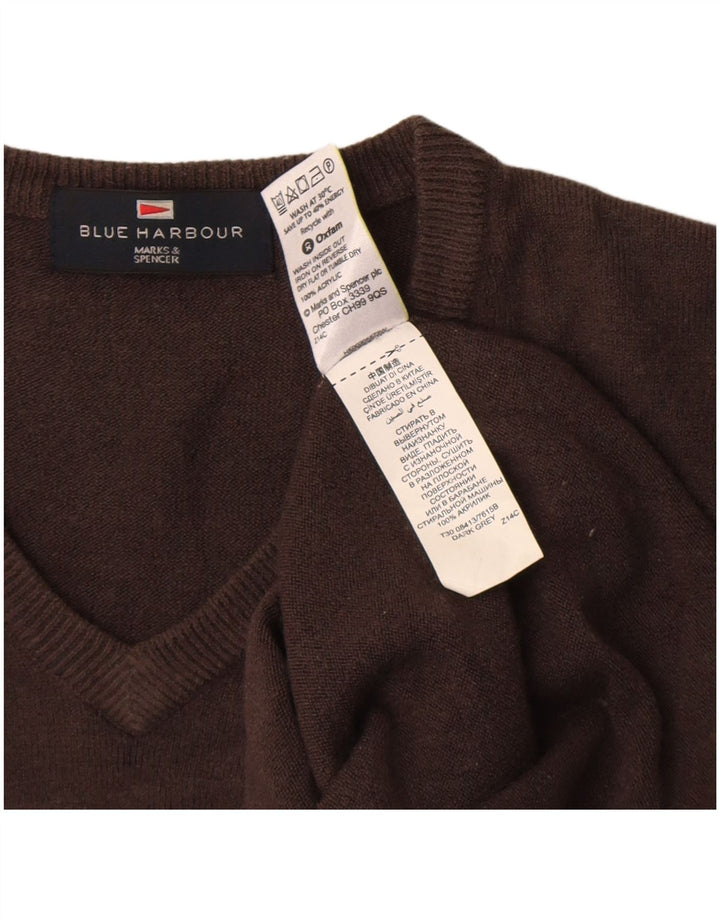 Ανδρικό πουλόβερ Marks & Spencer Blue Harbor με V-Neck Jumper Μεσαίο καφέ