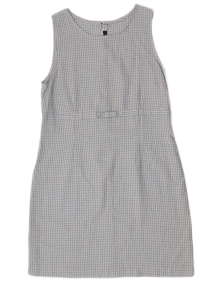 Vintage γυναικείο σετ 3 κουμπιών 2 τεμαχίων IT 46 Μεγάλη μπλε βισκόζη Gingham