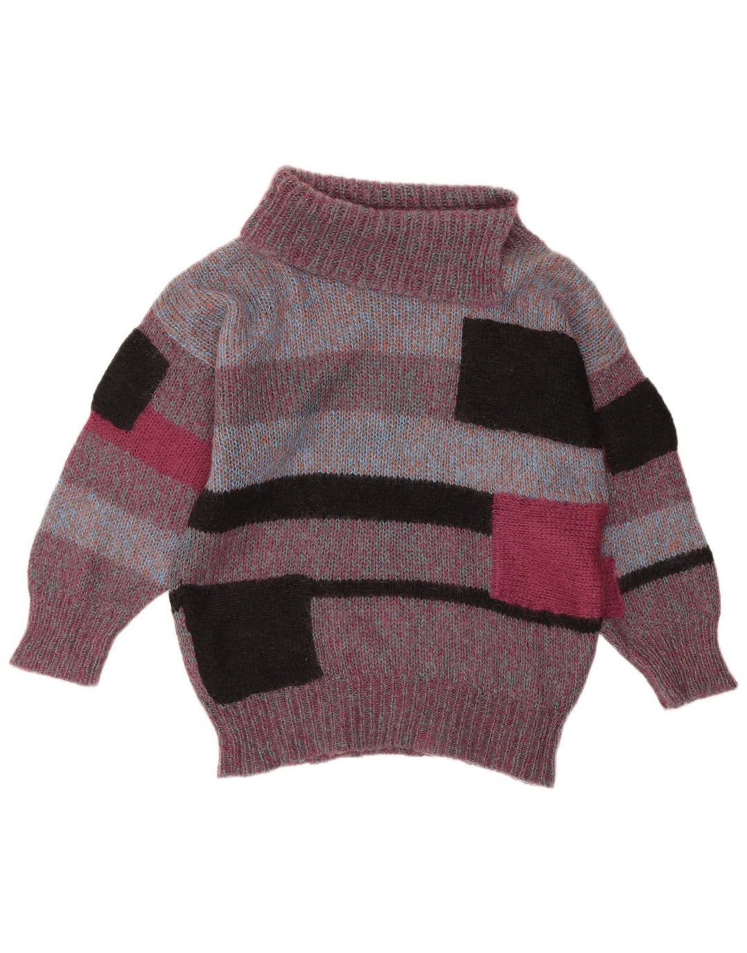 VINTAGE Γυναικείο πουλόβερ με ρολό λαιμόκοψη UK 18 XL Μωβ μπλοκ