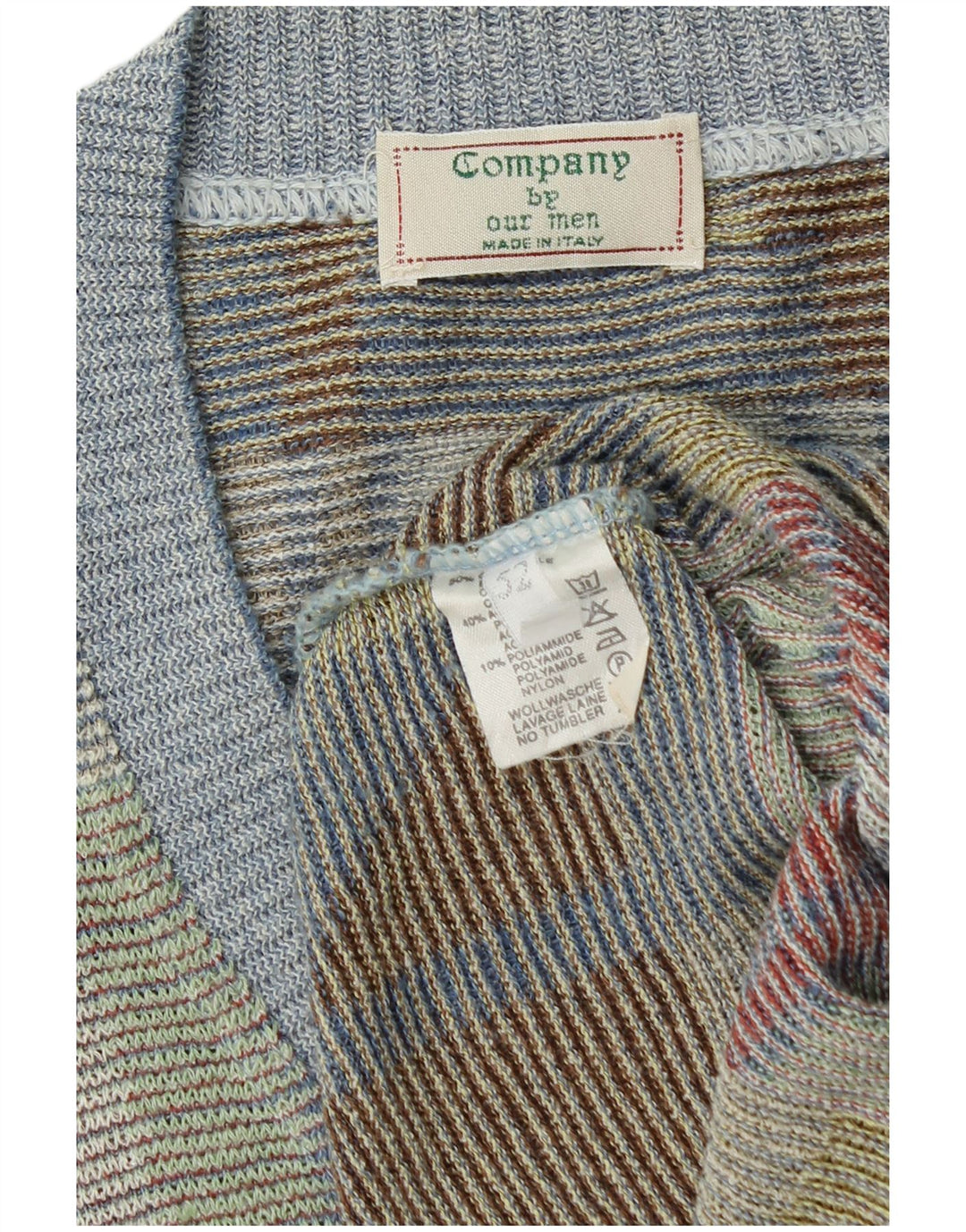 VINTAGE Ανδρικό πουλόβερ με λαιμόκοψη IT 52 Μεγάλο πολύχρωμο γεωμετρικό