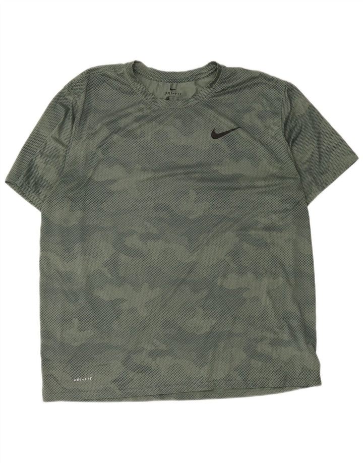 Ανδρικό μπλουζάκι Nike Dri Fit τοπ 2XL πράσινο καμουφλάζ πολυεστέρας