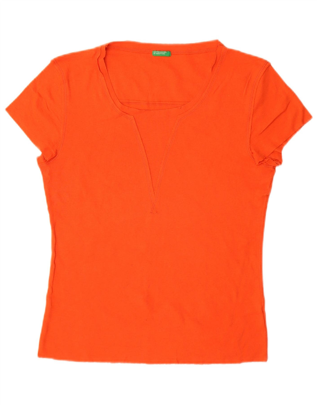 Benetton Γυναικείο T-Shirt Top UK 14 Μεγάλο πορτοκαλί βαμβακερό
