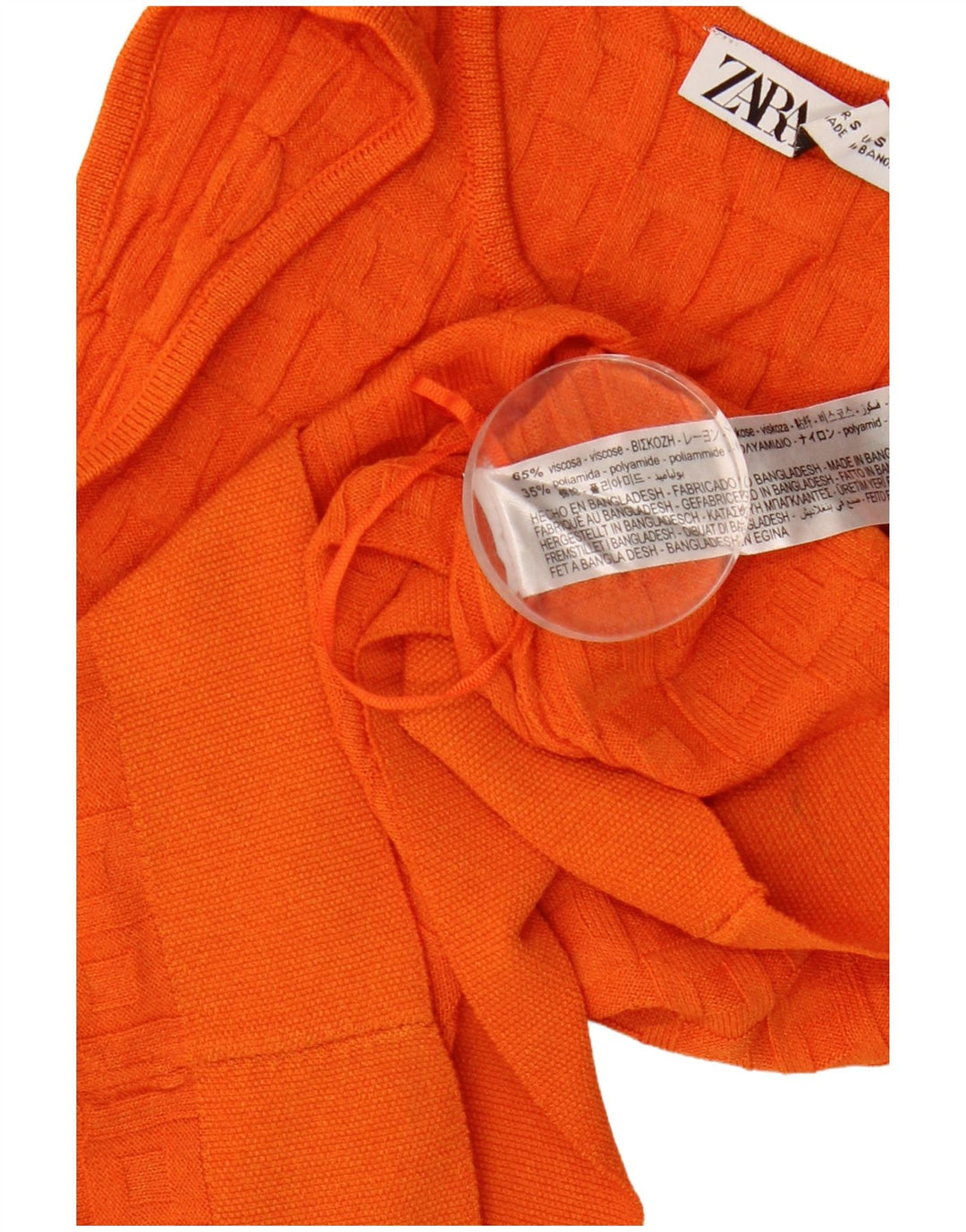 Zara Γυναικείο Crop Vest Top UK 8 Μικρή πορτοκαλί βισκόζη