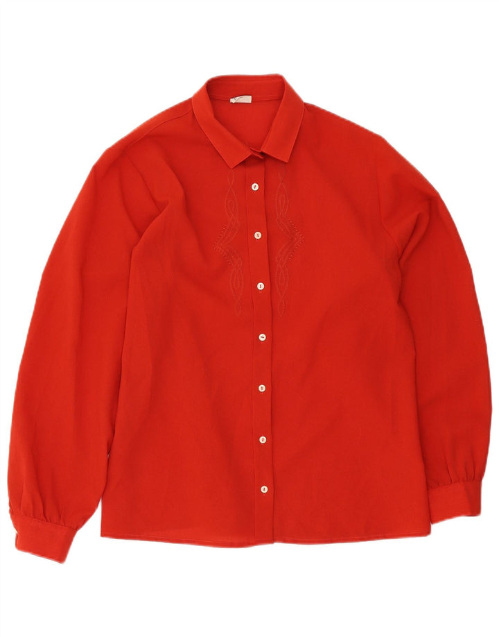 Primavera Firenze Γυναικείο πουκάμισο Oversized Μπλούζα US 4 Small Red Polyester