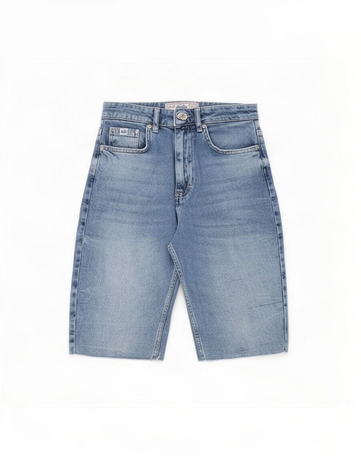 Γυναικείο τζιν σορτς Superdry W28, μεσαίο μπλε βαμβακερό