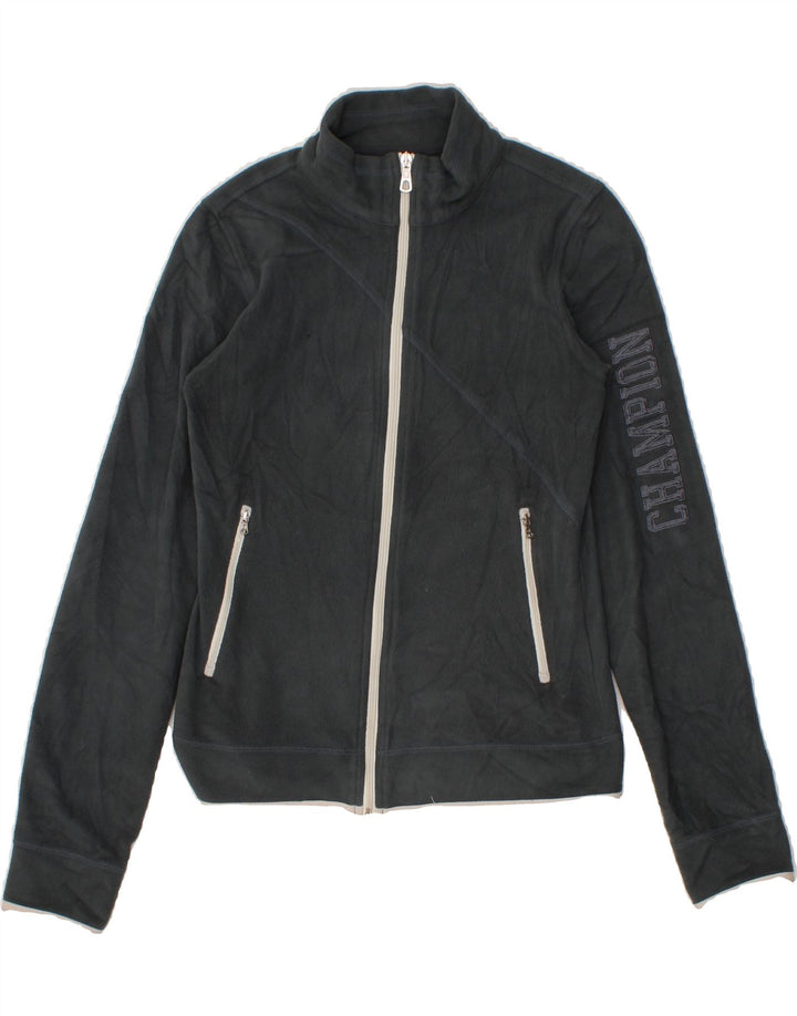 CHAMPION Womens Graphic Fleece Jacket UK 10 Small Grey Vintage Champion and Second-Hand Champion from Messina Hembry 