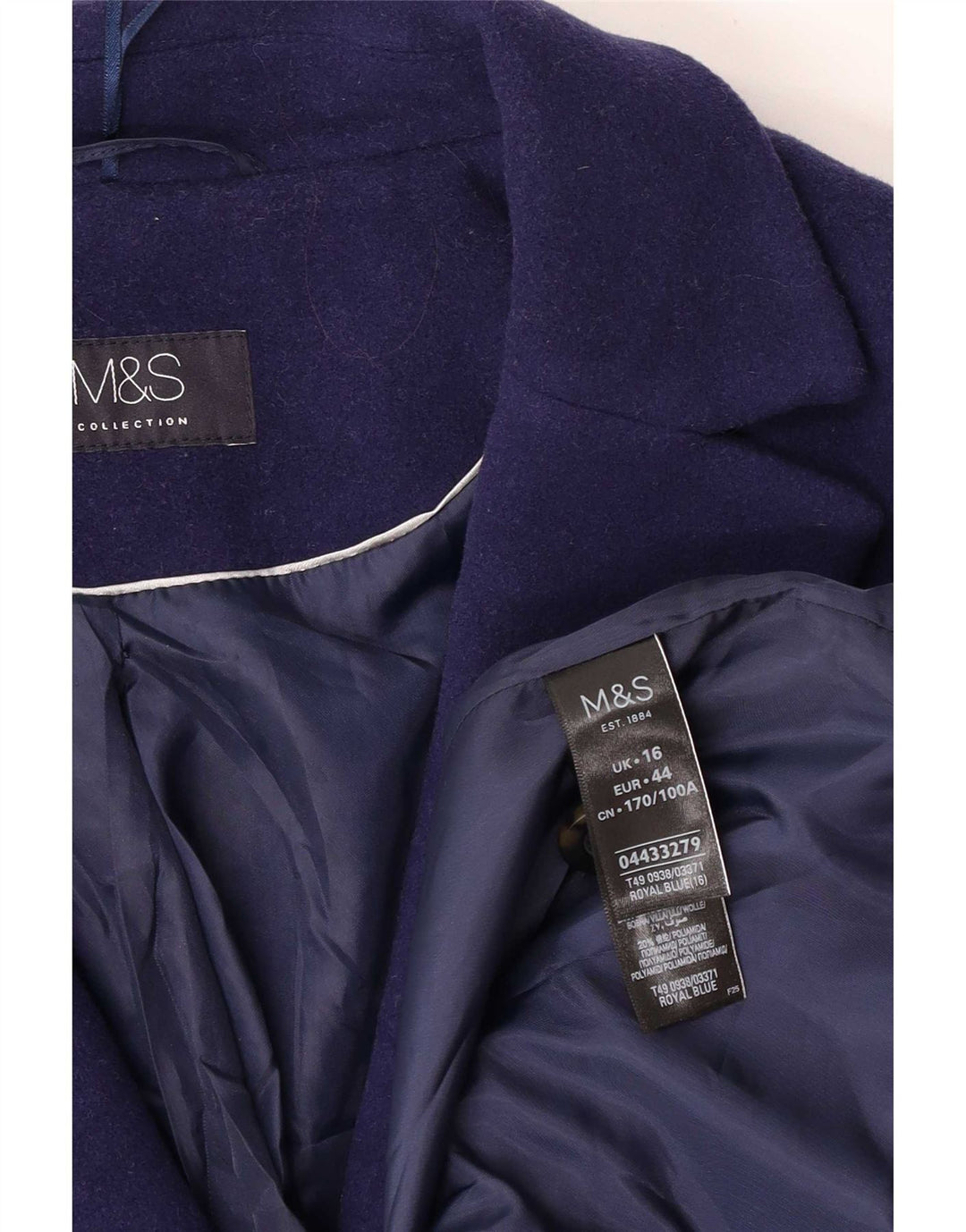 Marks & Spencer Γυναικείο Oversized Πανωφόρι UK 16 Large Blue Wool