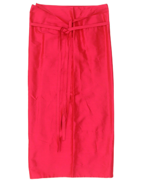 Vintage Γυναικεία Ψηλόμεση Φούστα IT 42 Medium W27 Red Silk
