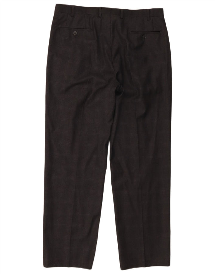 Ανδρικό ίσιο παντελόνι Marks & Spencer W36 L31 Grey Check New Wool