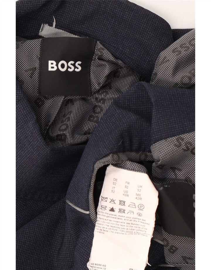 Ανδρικό σακάκι σακάκι Hugo Boss UK 52 XL Navy Blue Check Wool