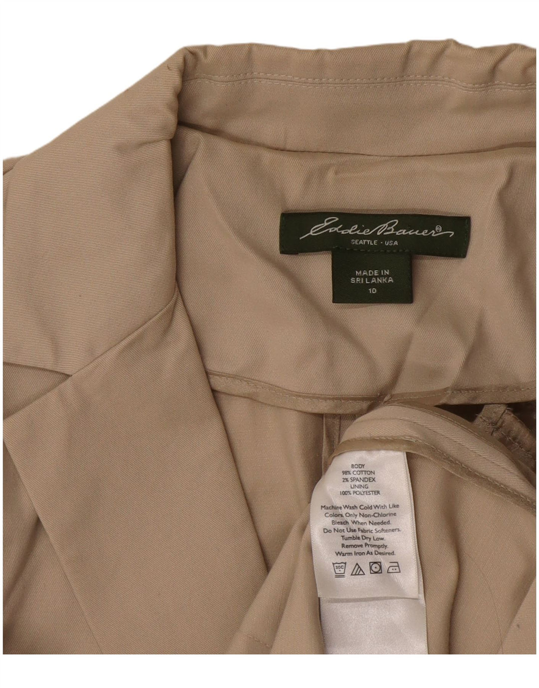 EDDIE BAUER Γυναικείο μπλέιζερ με 2 κουμπιά μπουφάν US 10 μεγάλο μπεζ βαμβακερό