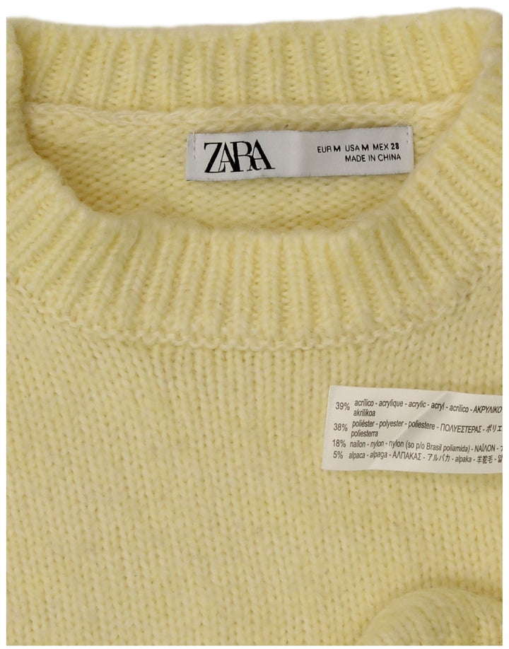 Zara γυναικείο πουλόβερ με λαιμόκοψη μεγάλου μεγέθους Crew UK 14 Medium Yellow