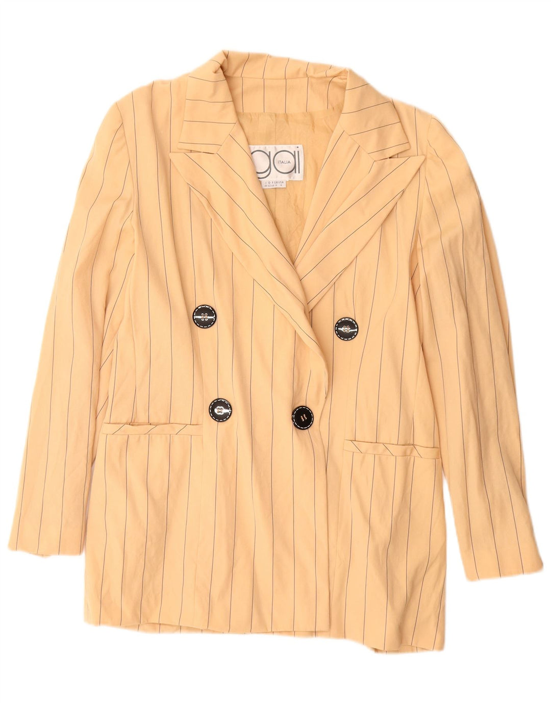 VINTAGE Γυναικείο σακάκι με διπλό στήθος UK 18 XL Beige Pinstripe