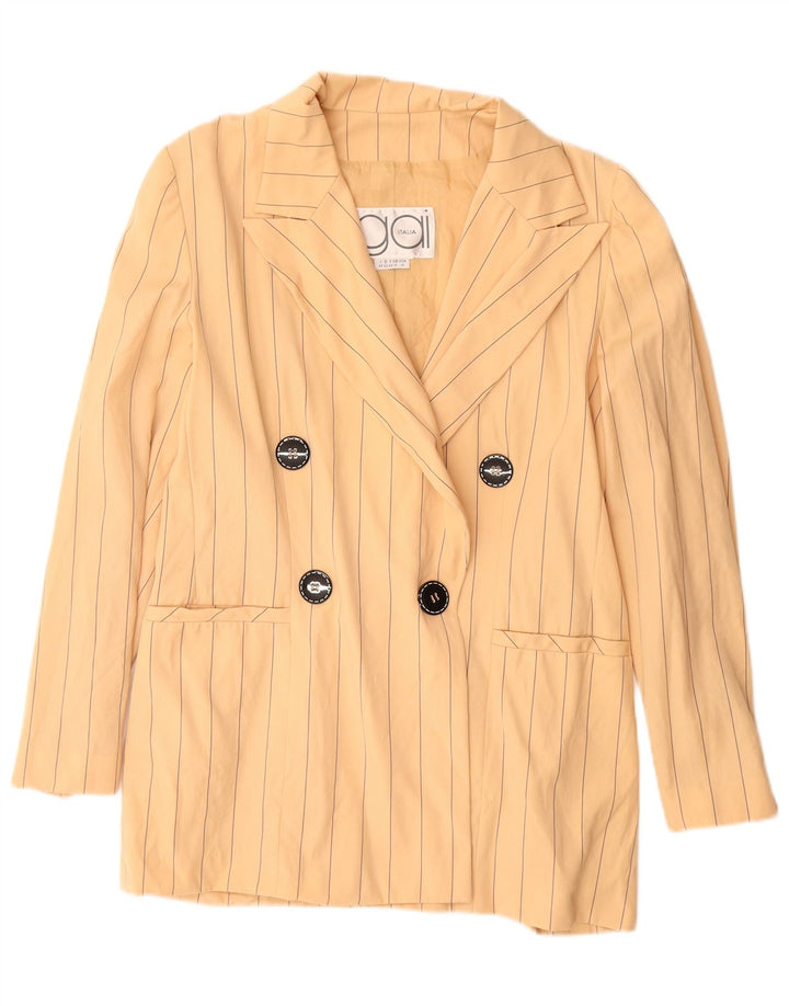 VINTAGE Γυναικείο σακάκι με διπλό στήθος UK 18 XL Beige Pinstripe