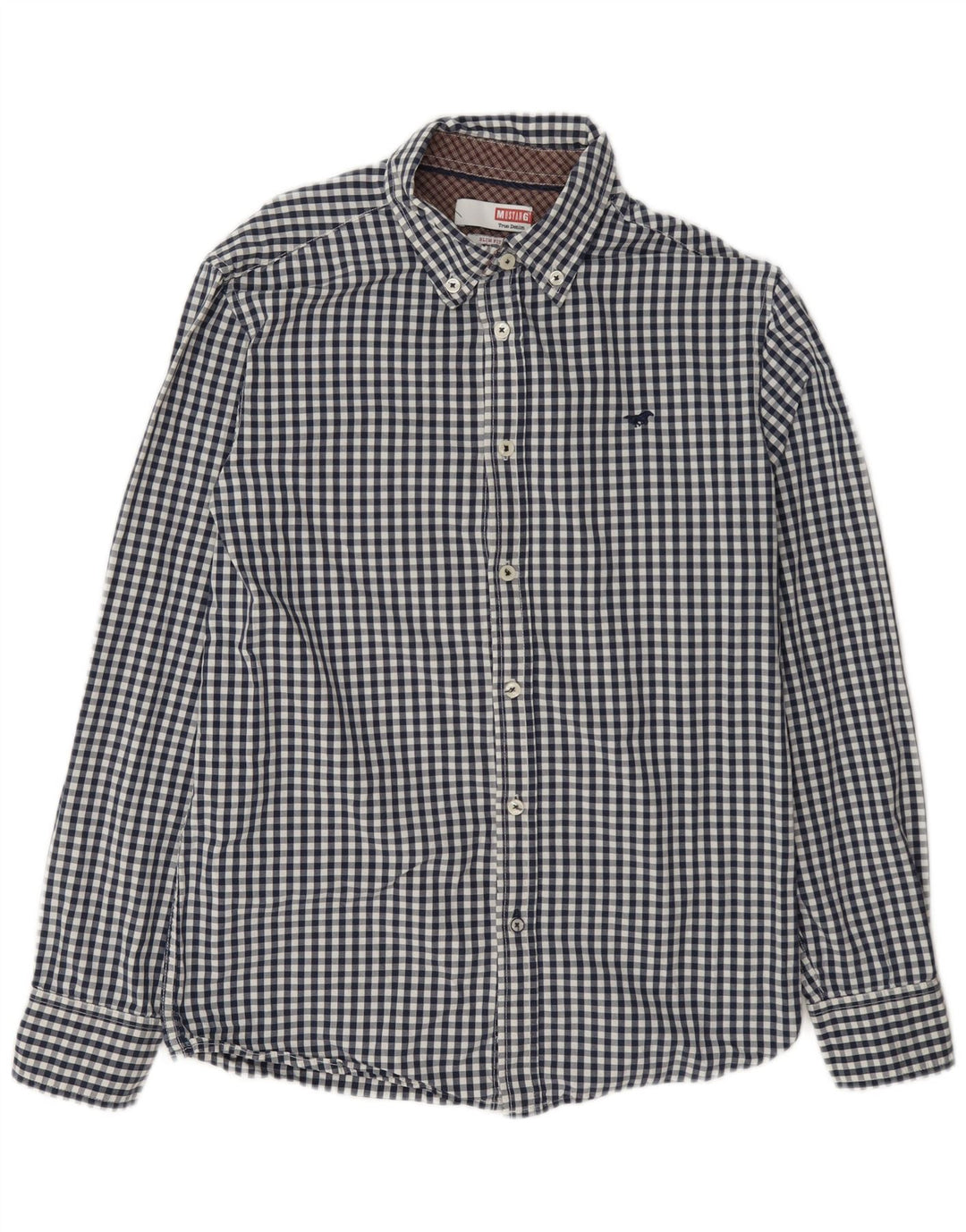 Ανδρικό πουκάμισο Mustang Slim Fit Medium Navy Blue Gingham Cotton