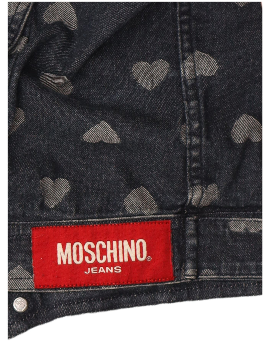 Moschino γυναικείο τζιν μπουφάν UK 12 μεσαίου μπλε ναυτικό βαμβακερή καρδιά