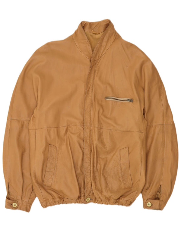 Essebi Ανδρικό Bomber Δερμάτινο Μπουφάν IT 56 3XL Μπεζ Δερμάτινο