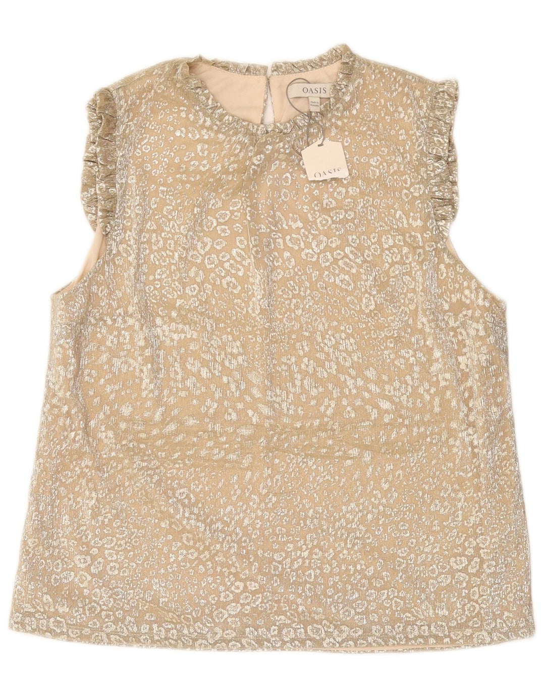 OASIS Γυναικεία Αμάνικη Μπλούζα Τοπ UK 14 Large Beige Animal Print